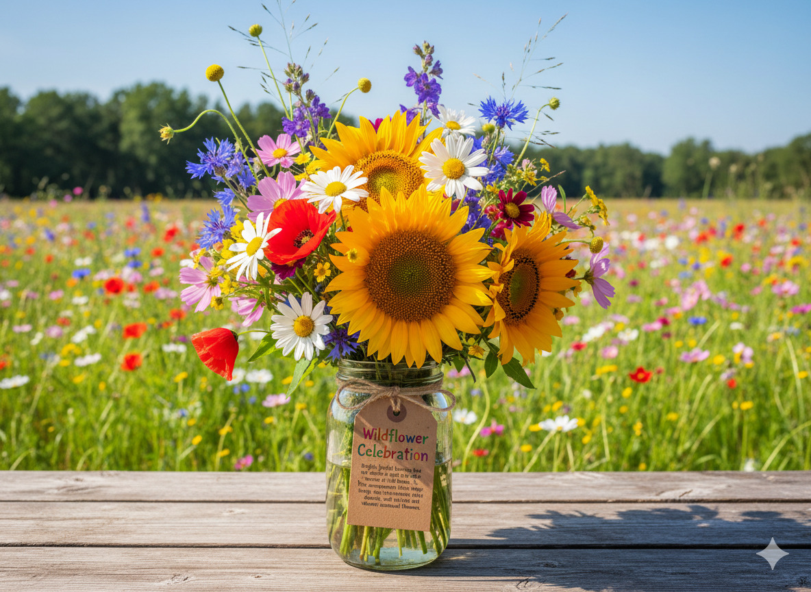 Vibrant wildflower bouquet with colorful blooms